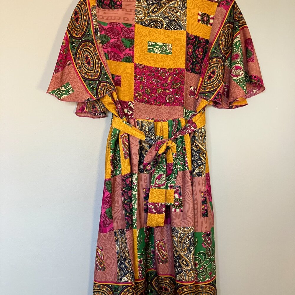 70's-style silk caftan, knee length - Picture 6 of 9